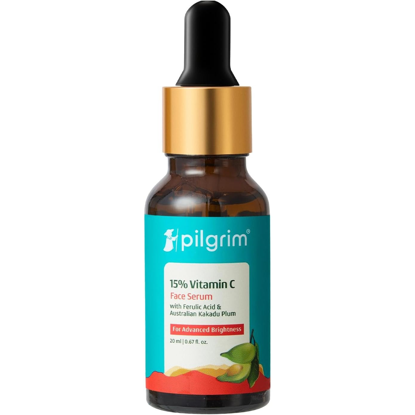 Pilgrim 15% Vitamin C Face Serum For Glowing Skin 20ml | Serum with Vit C, Ferulic acid, and Vit E | Reduces Dark Spots & Evens Skin Tone | Fragrance Free | For Men and Women | All Skin Types
