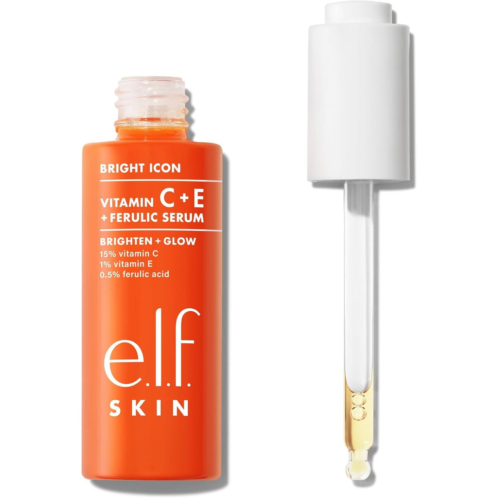 e.l.f. SKIN Bright Icon Vitamin C + E + Ferulic Serum, Brightening & Soothing Face Serum, Helps Even Skin Tone, Vegan & Cruelty-Free, 30ml