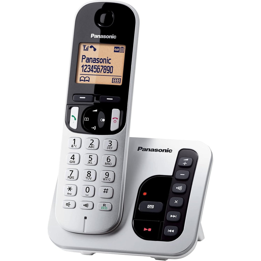 Panasonic DECT Cordless Phone with Digital Answering System, Nuisance Call Block, 1 Handset - KX-TGC220UE1 (Silver)
