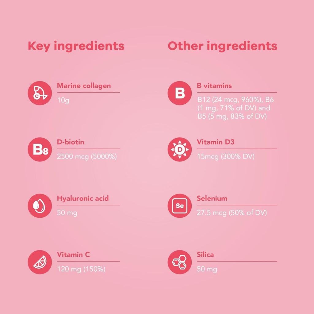 Nutrili Marine Collagen Shots (20) | Hair, Skin & Nails | 10g Marine Collagen, Hyaluronic Acid, Biotin & Vitamin C