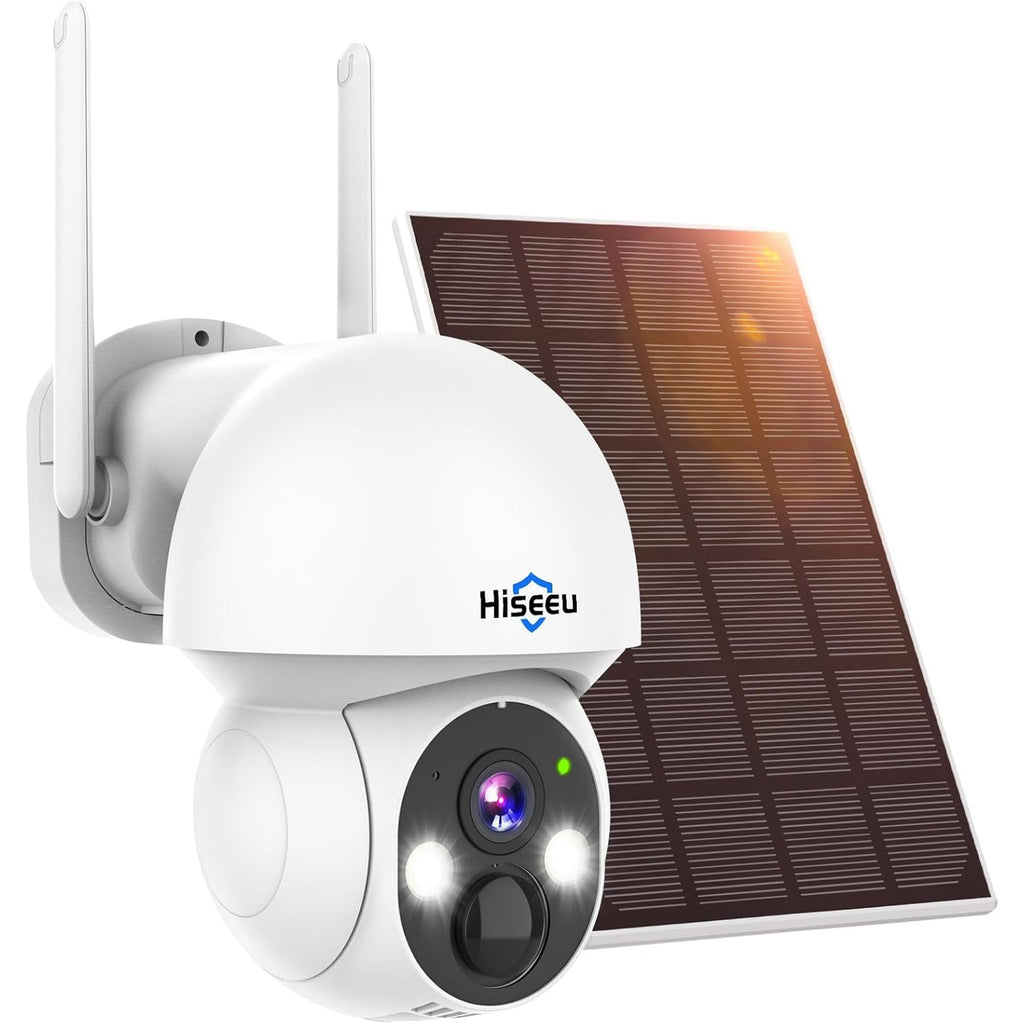 Hiseeu Solar Camera Outdoor, 4MP Wireless Battery Camera, PTZ 360° View, PIR Motion Detection, Color Night Vision, IP66, 2-Way Audio, 2.4G WiFi…
