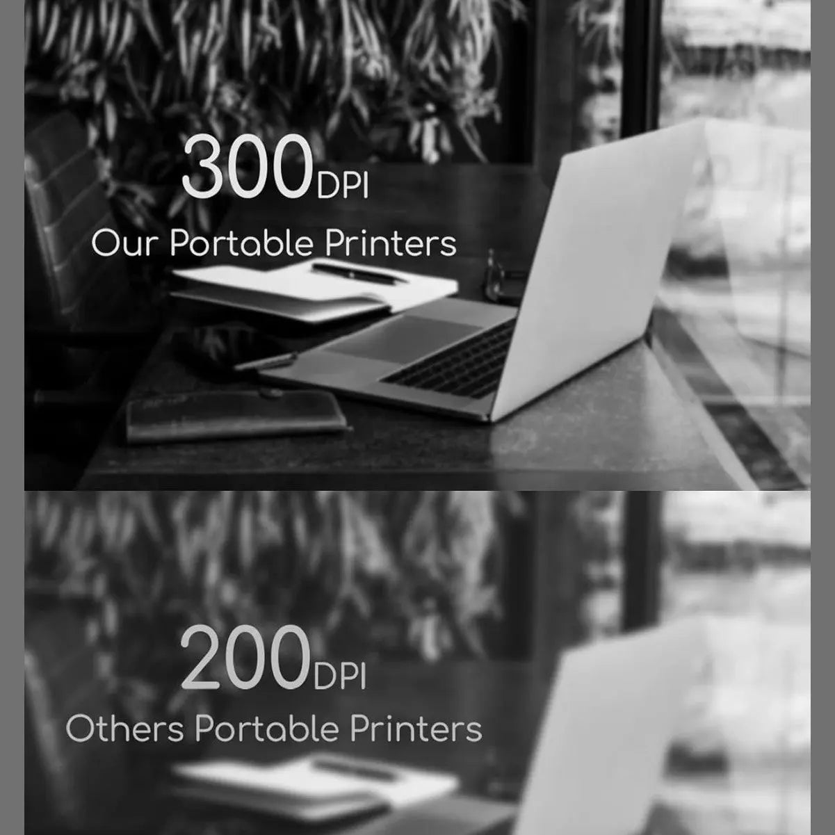 High resolution 300 DPI portable printer print quality comparison