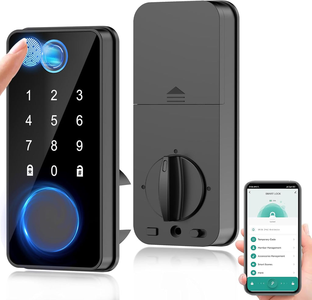 Smart Fingerprint Door Lock, Keyless Entry, Keypad Password, Electronic Biometric Identification, Digital Touchscreen Deadbolt Auto Lock for Home/Hotel/Office/Apartment