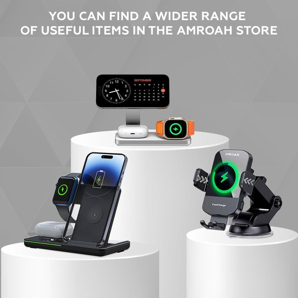 Foldable 3 in 1 Wireless Charging Station for Apple Compatible with Magsafe Charger Stand, Magnetic Wireless Charger Station for iPhone 16 15 14 13 12 Series, Airpods Pro, Apple Watch (White)