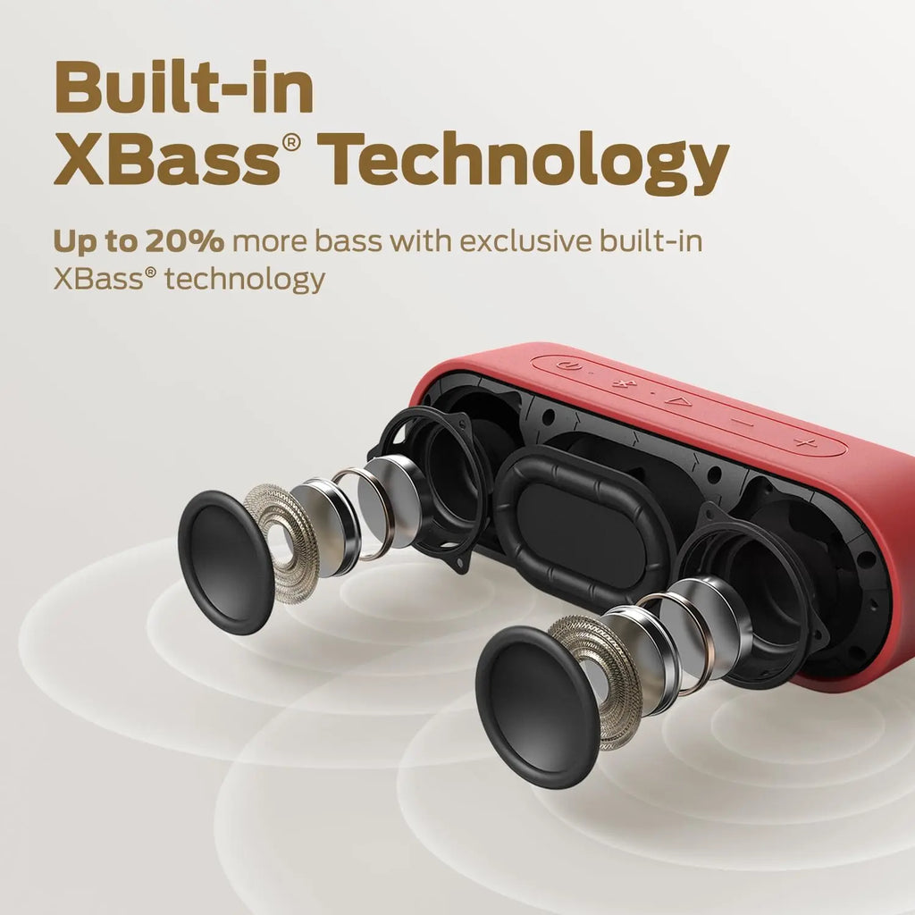 Tribit Bluetooth Speaker, XSound Go Speaker with 16W Loud Sound & Deeper Bass, 24H Playtime, IPX7 Waterproof, Bluetooth 5.0 TWS Pairing Portable Wireless Speaker for Home, Outdoor (Red)