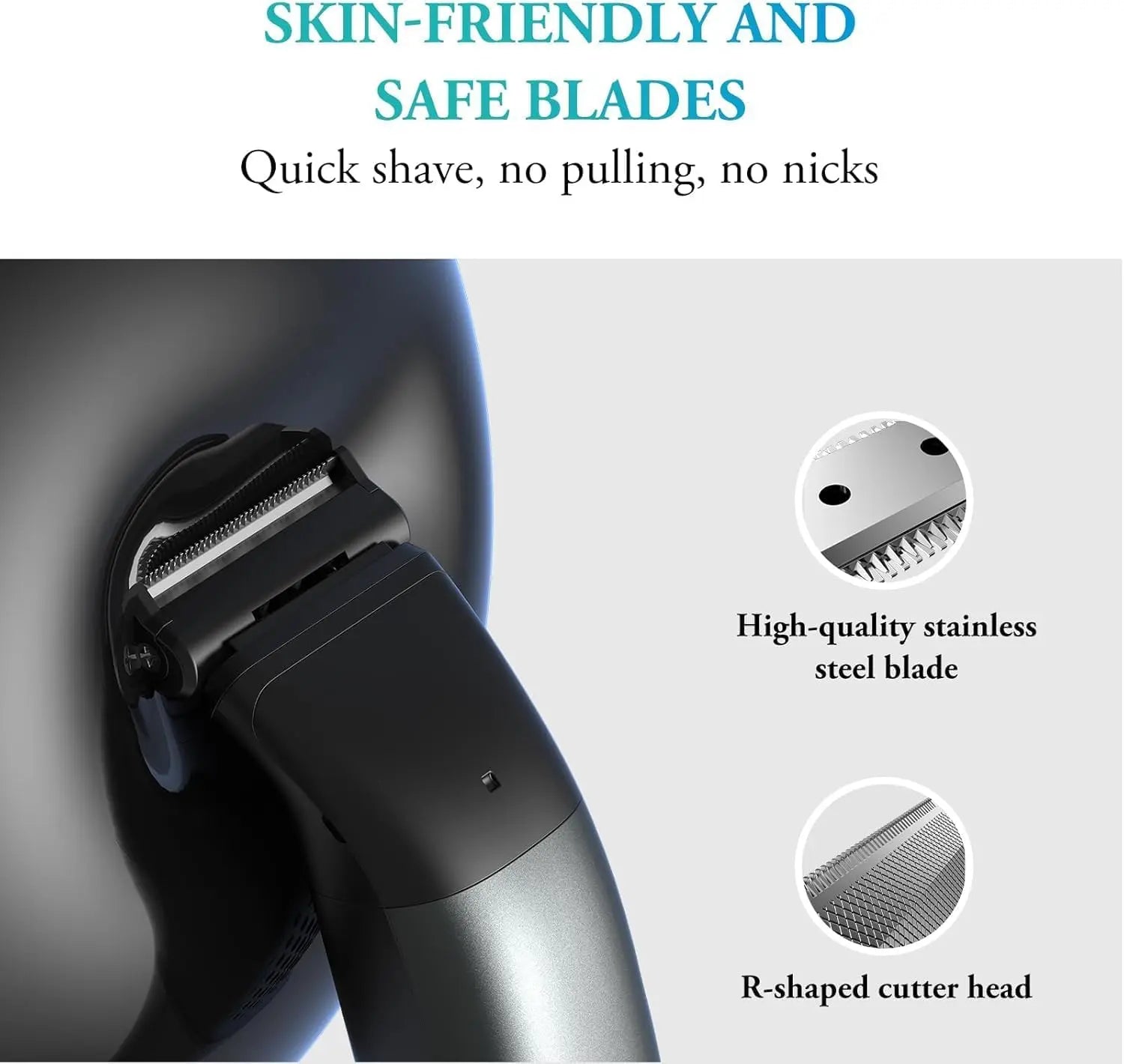 Body Hair Trimmer for Men - 6.0 Upgraded Groin & Pubic Hair Trimmer, 2-in-1 Professional Dual-Head Body Shaver IPX6 Waterproof Wet/Dry Use Rechargeable Versatile Ball Shaver (Black)