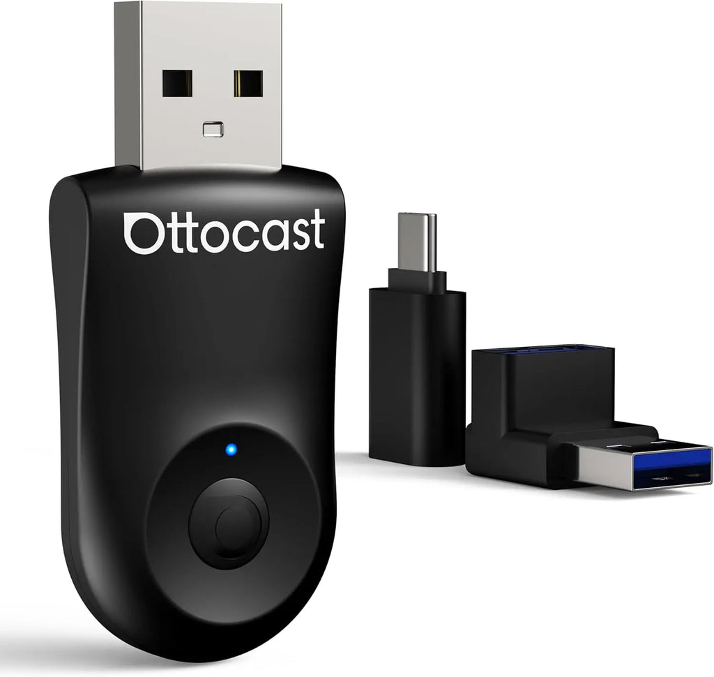 OTTOCAST Mini Dongle 2 in1 Wireless Carplay Adapter for Apple iPhone with GPS Passthrough, Android Auto Car Adapter, Plug & Play, Convert Wired to Wireless Car Play Dongle to USB& USB-C, No Delay
