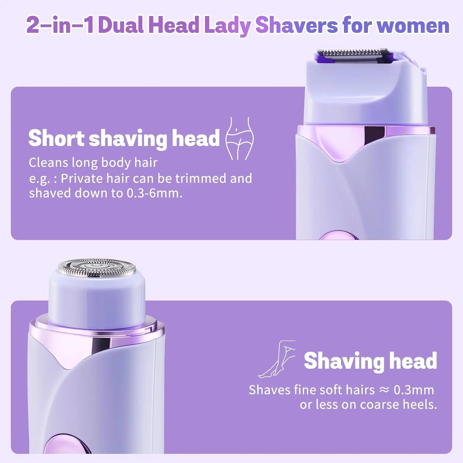 Bikini Trimmer 2025 Latest Model 2-in-1 Bikini Trimmer Women's Intimate Area, Rechargeable Portable Waterproof Pain Free Razor, Bikini Skin Trimmer, For the Whole Body