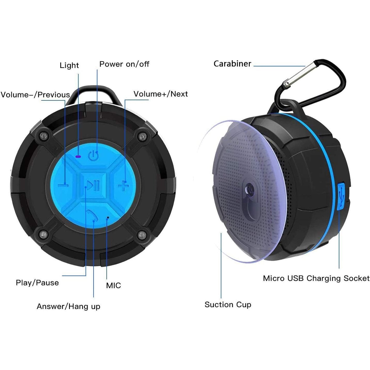 Shower Speaker Waterproof IPX7 Bluetooth Speaker with Suction Cup & Hook - Shower Radios, Waterproof Speaker with Louder HD Sound for Bathroom, Pool, Beach, Outdoor