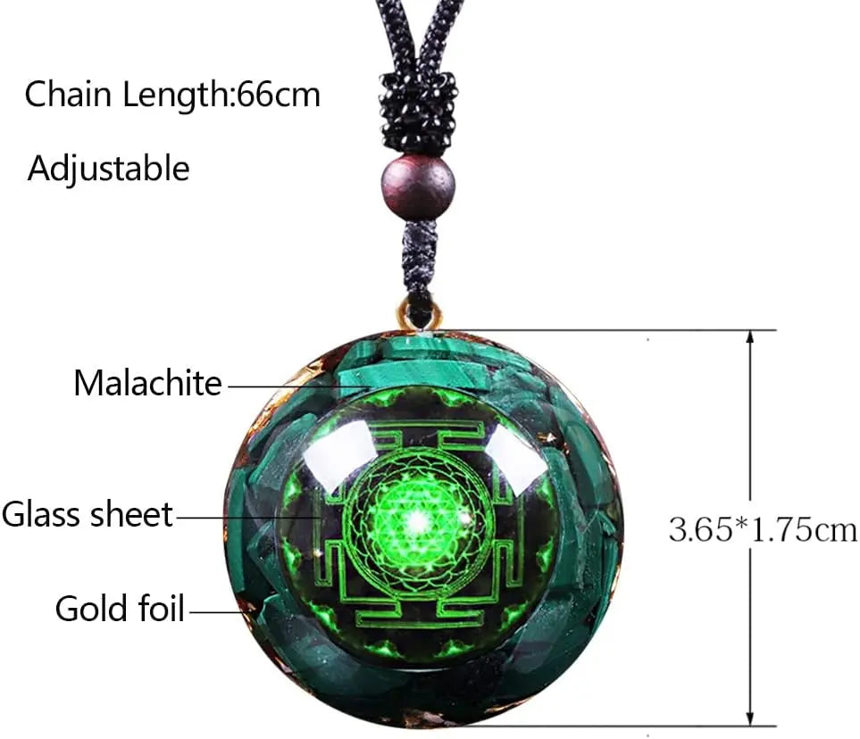 Day Day Up Orgonite Pendant Malachite Green Crystal Orgone Pendant Necklace Reiki Spiritual Healing Energy Jewelry For Women