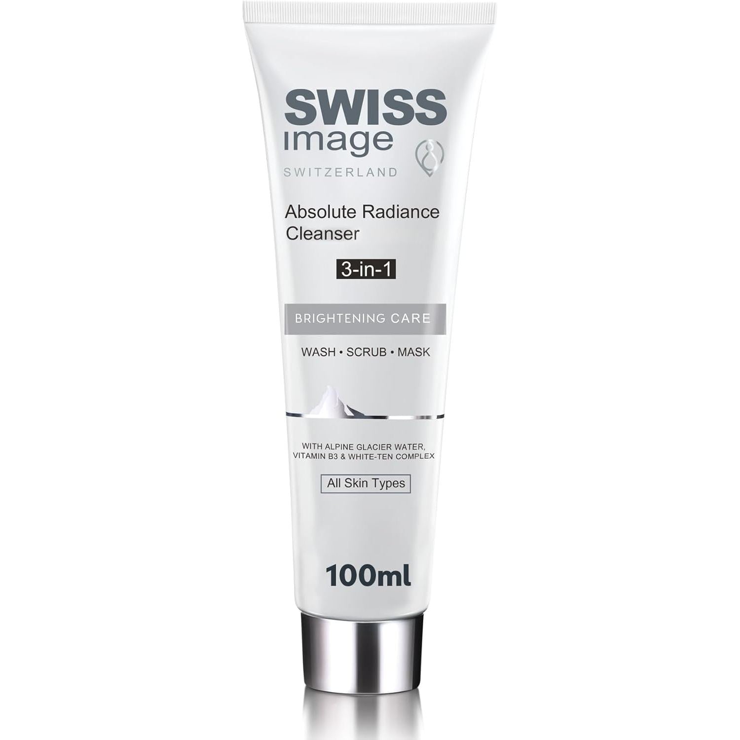 Swiss Image Brightening 3-in-1 Face Wash, Scrub & Mask with Niacinamide 100 ml | Deep Cleanses, Exfoliates & Protects Skin | Reduces Dark Spots & Pigmentation |For All Skin Types | Swiss Made