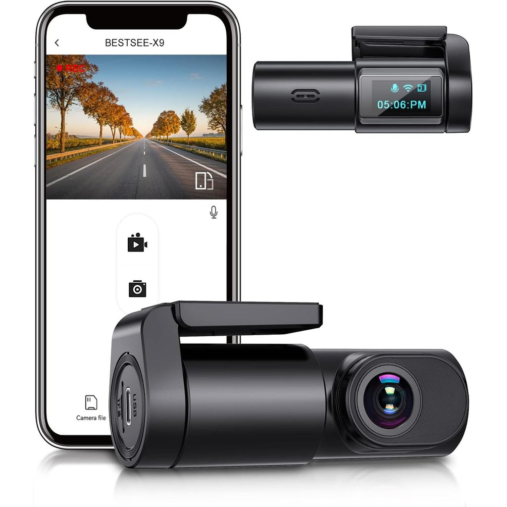 BESTSEE Dash Cam Front, 1080P Mini WiFi DashCam for Cars, Car Camera Dash with 0.96" mini screen Parking Monitor, Super Night Vision, 170° Wide Angle, App Control, G-Sensor, Easy Installation