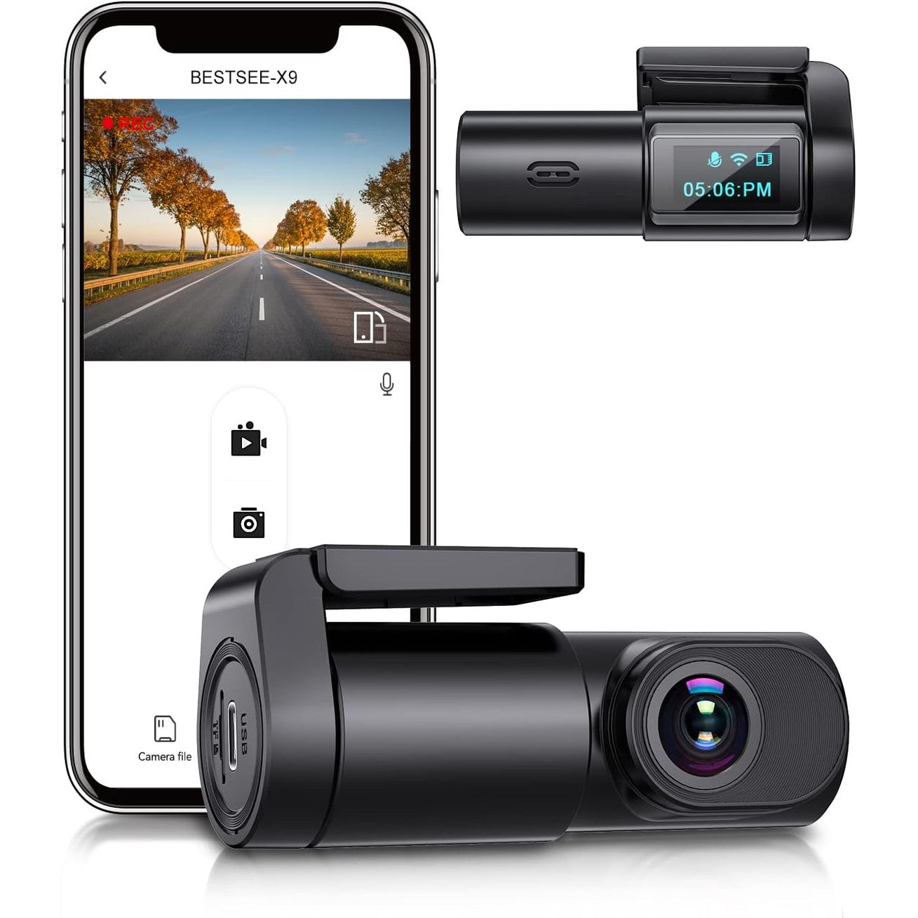 BESTSEE Dash Cam Front, 1080P Mini WiFi DashCam for Cars, Car Camera Dash with 0.96" mini screen Parking Monitor, Super Night Vision, 170° Wide Angle, App Control, G-Sensor, Easy Installation