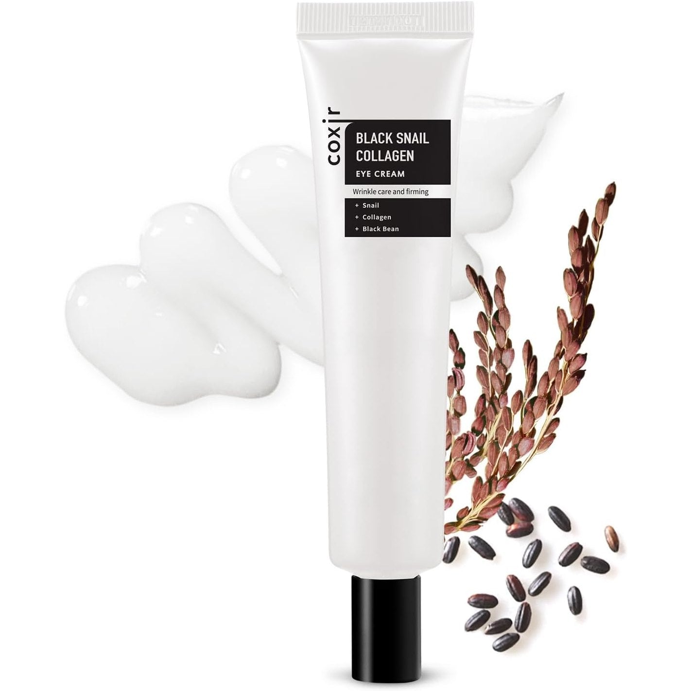 coxir BLACK SNAIL COLLAGEN EYE CREAM l Black Rice, Snail Mucin, Niacinamide, Collagen l Firming, Eye Puffiness, Dark Circles l Good for Christmas Stocking Stuffers l Cruelty-Free [30ml/1.01 fl.oz]