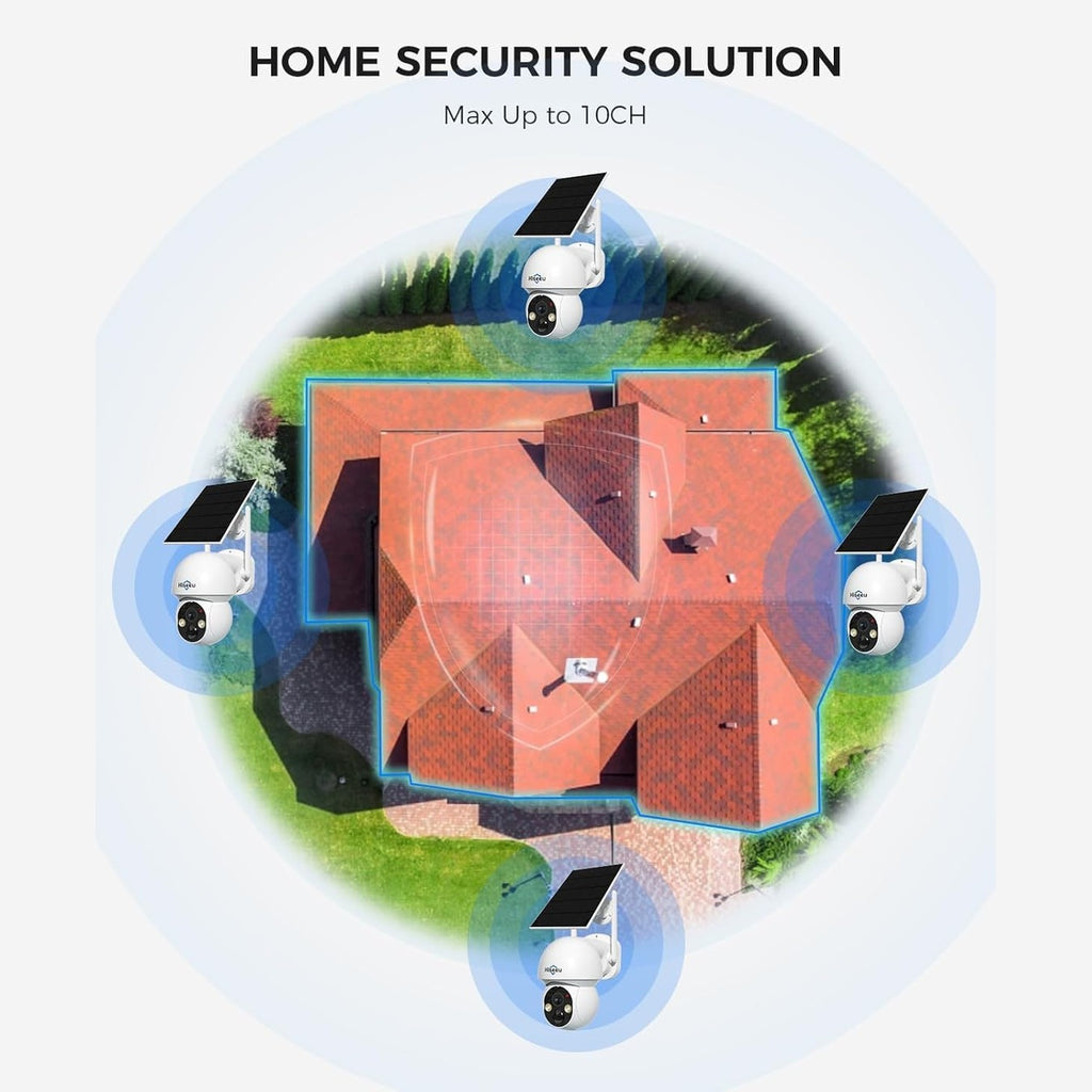 Hiseeu Solar Camera Outdoor, 4MP Wireless Battery Camera, PTZ 360° View, PIR Motion Detection, Color Night Vision, IP66, 2-Way Audio, 2.4G WiFi…