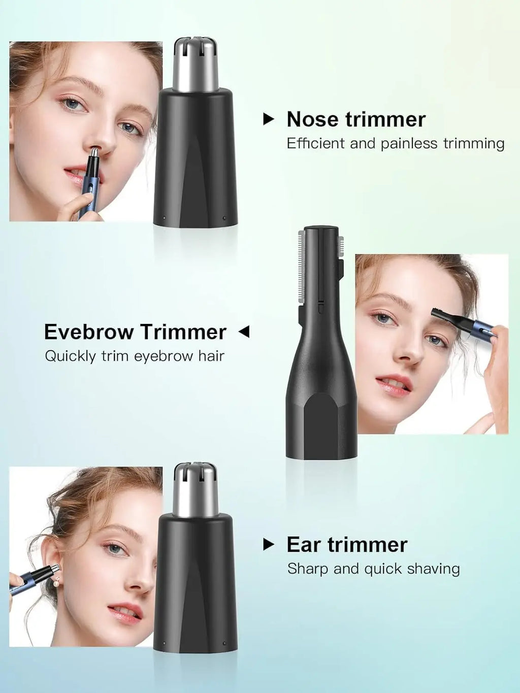 2025 Rechargeable Nose & Ear Hair Trimmer, 5 in 1 Rechargeable USB Trimmer for Men & Women, Facial & Eyebrow Hair Removal Tool, Powerful Motor, Painless, Easy to Clean, IPX7 Waterproof