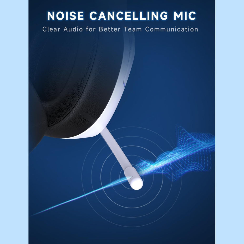 Gvyugke 2.4GHz Wireless Gaming Headsets for Switch, PC, PS5, PS4 - Bluetooth 5.3 Gaming Headphones with Noise Canceling Mic, 7.1 Surround Sound, 70H Battery, Game Lighting - Blue