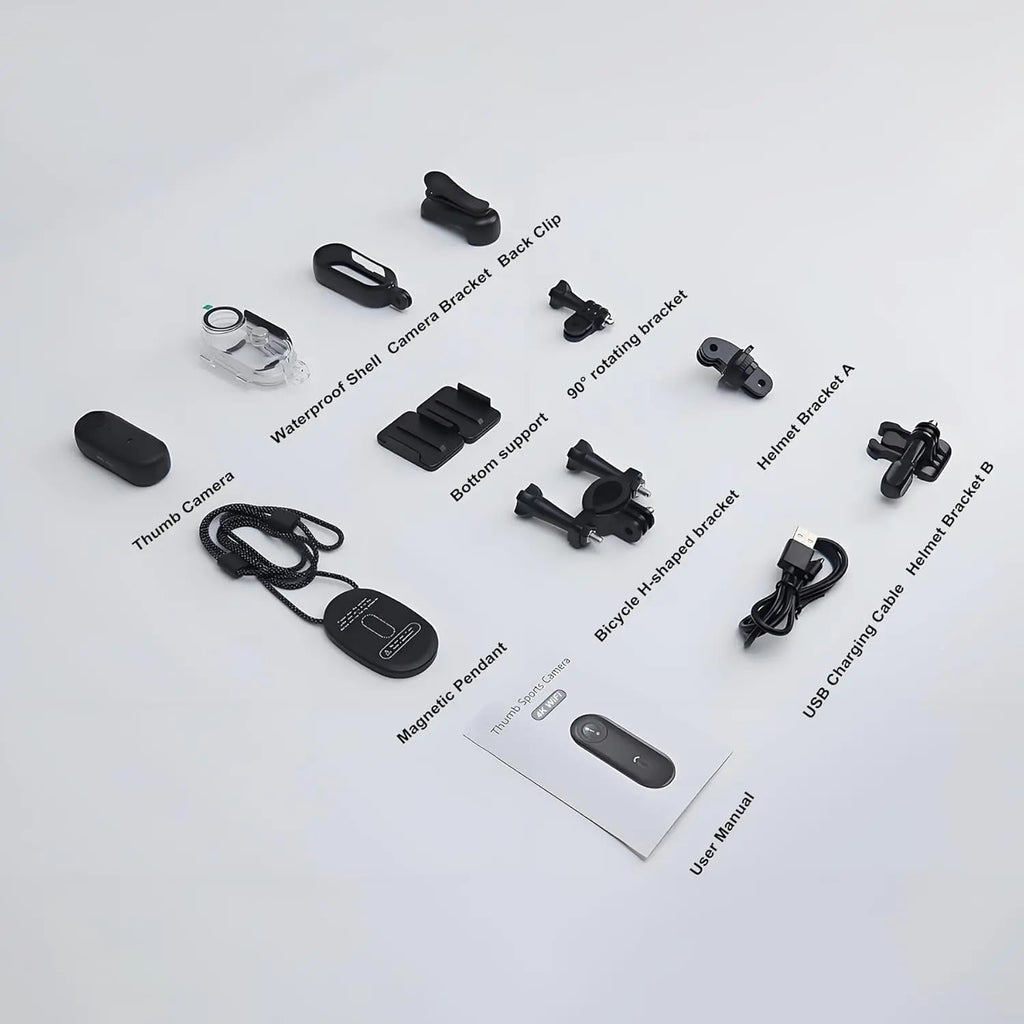 4K Thumb Action Camera | 128G Sports Camera for POV Photoshooting: Waterproof Sports Camera The Size of a Thumb Suitable for Running Cycling Swimming Hiking Adventure Etc (White)