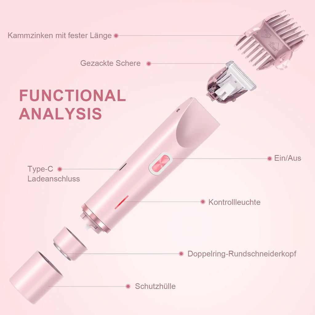 Intimate Shaver for Women, 2-in-1 Dual Head Shaver with USB-C Charging, Women's Shaver Electric for Face, Legs and Arms, Women's Razor with Waterproof Trimmer Head, Easy to Clean