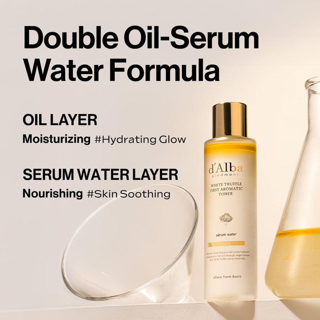 d'Alba Piedmont Italian White Truffle First Aromatic Toner, Vegan Skincare, Gentle Hydrating Toner with White Truffles, Weakly Acidic, Skin Texture Enhancement, Surfactant Free