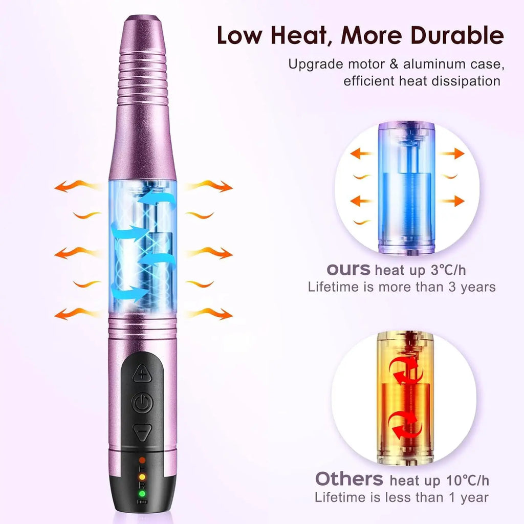 Low heat durable upgrade motor aluminum case nail drill