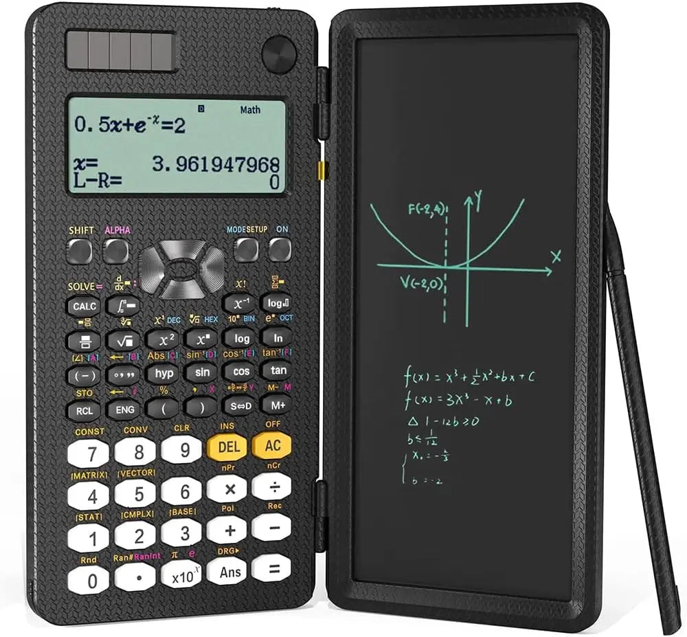 Exrp Scientific Calculator, Professional Scientific Calculators with Erasable LCD Writing Tablet, Solar and Battery Dual Power,Desktop Calculator with Notepad for Office, School