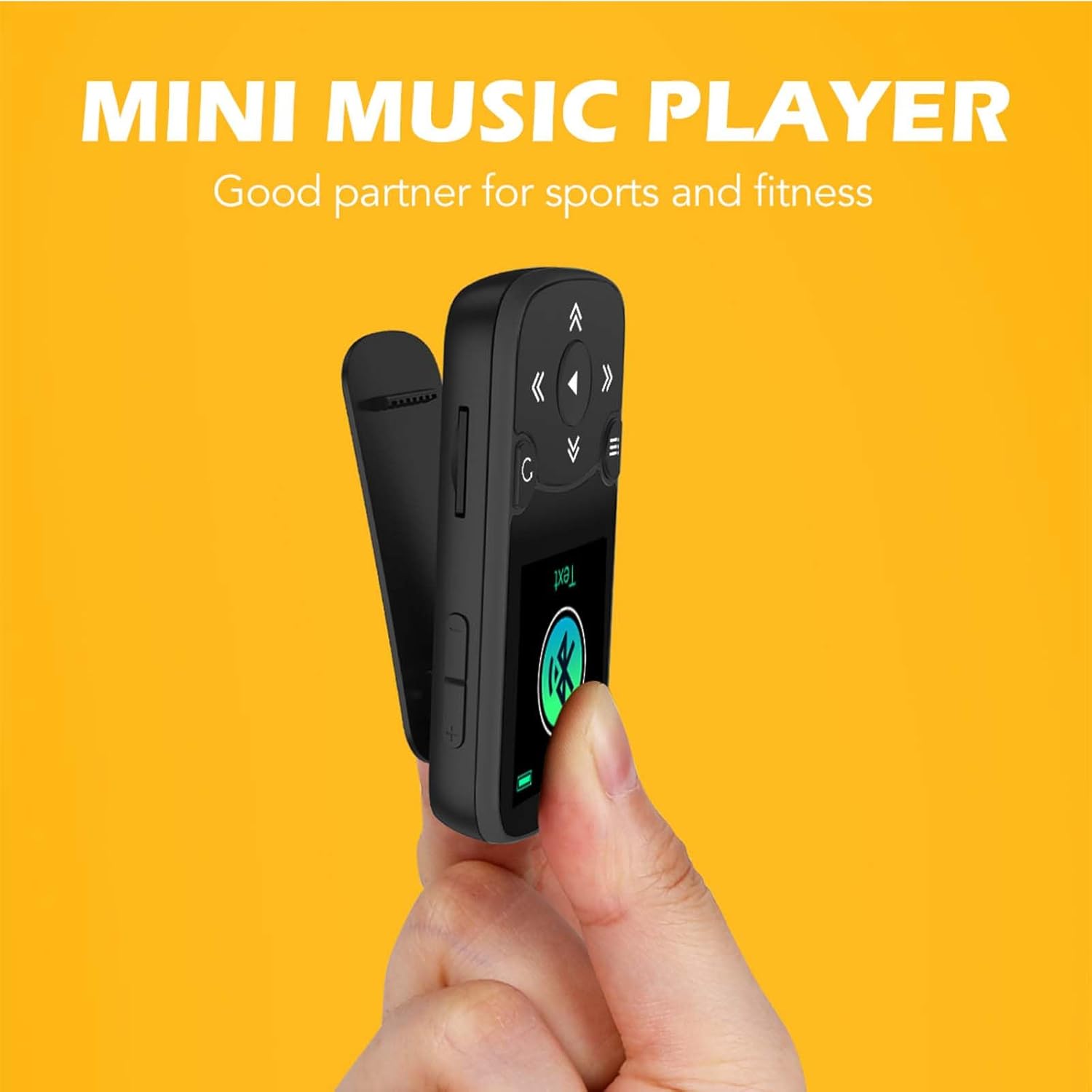 AGPTEK MP3 Player Bluetooth 5.3 Sport 64 GB with 1.5 Inch TFT Colour Screen, Mini Music Player with Clip, Supports up to 128 GB SD Card, Black