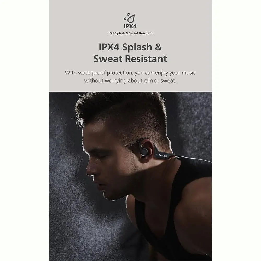 PHILIPS Open-ear wireless sports headphones | True Wireless Headphones | Powerful Bass with 6 mm Driver | AI Mic | 15-Hour Battery Life | Ergonomic Design for Comfort