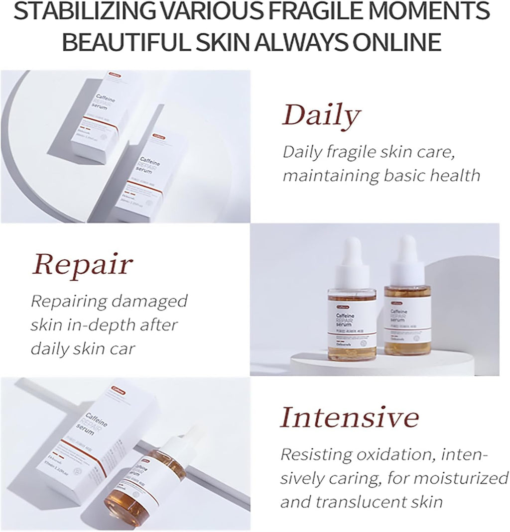 DEleventh Korean Brand Caffeine Repair Face Serum 37ml / with Natural Extracts, Anti-Aging, Reduce Puffiness, Deeply Hydrate, Improve Skin, Fade Fine Lines, Relieve and Revitalize Skin