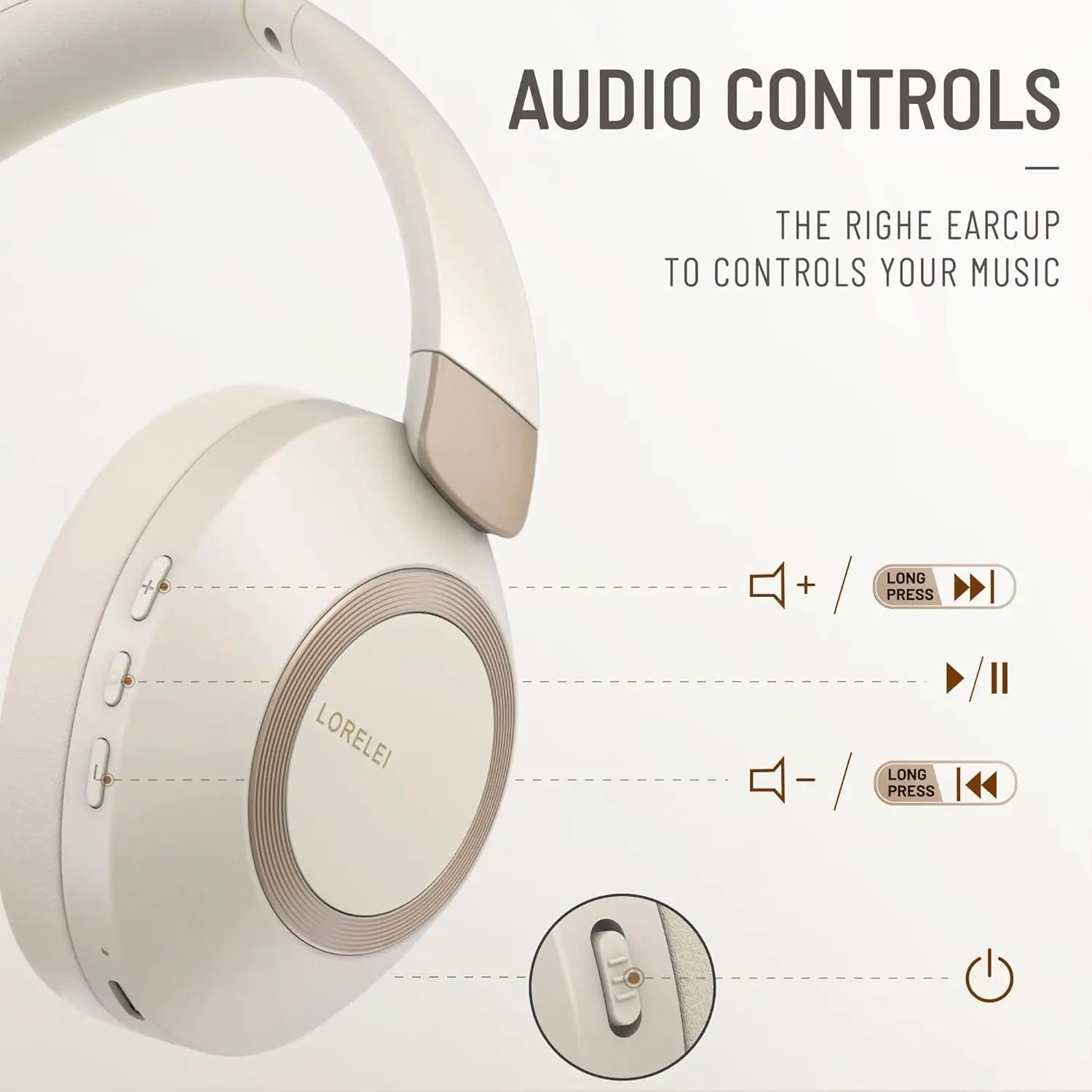 LORELEI B-C6 Over Ear Headphones (Beige White)