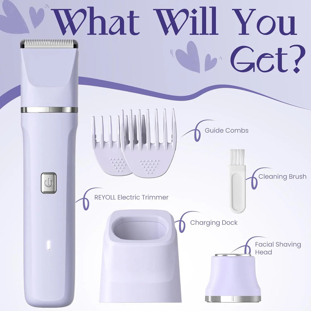 Electric Razors for Women - Wet/Dry Womens Electric Shaver for Legs, Replaceable Body Hair Blade Heads&Hair Remover for Face Head, No Nick, No Cut, No Razor Burn, Purple