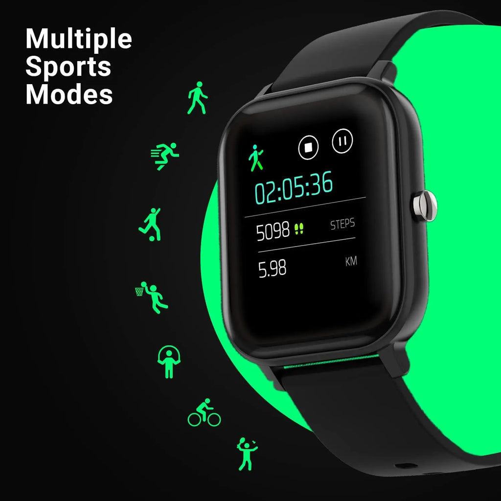 Fire-Boltt Spo2 Full Touch Smart Watch 8 Days Battery Life Compatible With Android And Ios Ipx7 Heart Rate, Bp, Fitness Sports Tracking, 1.4" Black