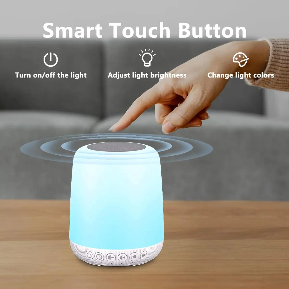 White Noise Sound Machine for Sleep Portable Sound Machine with 30 Soothing Sounds 12 Night Light Colors 4 Timer Sleep Machine for Baby Adults, Smart App Control, Touch Control