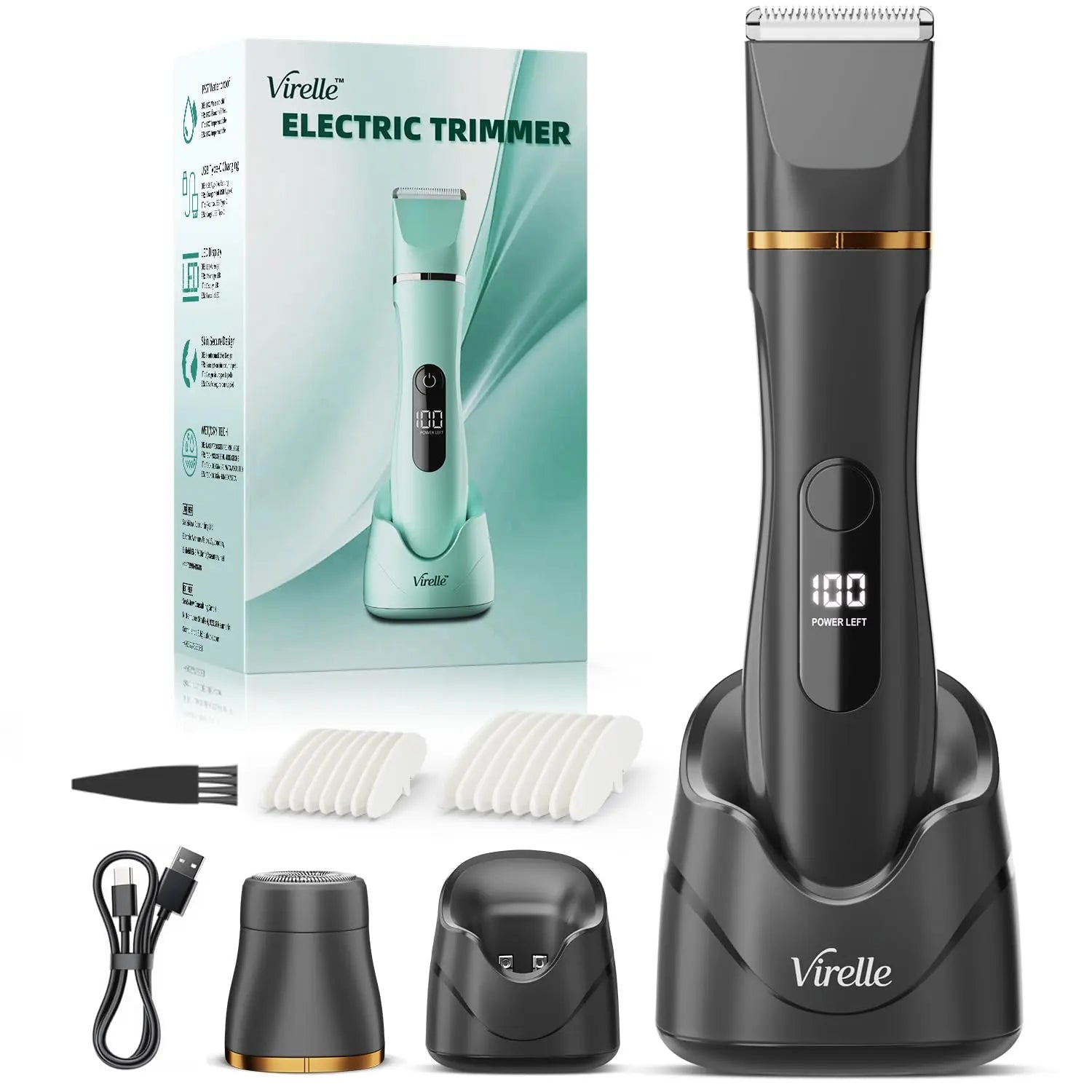 Women's Intimate Area, All-In-One Waterproof, Intimate Shaver for Women (Face, Arms & Body), Women's Shaver, Electric Bikini Trimmer with LED Display, USB Charging Station, Birthday Gifts