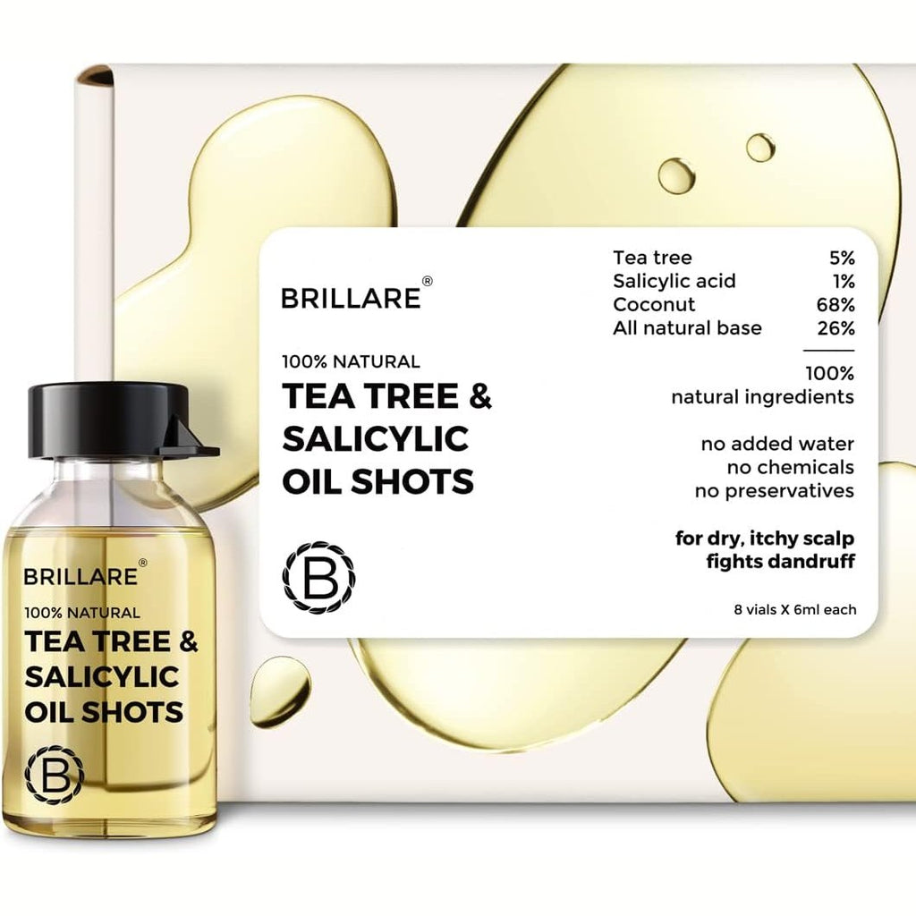 Brillare Tea Tree Hair Oil With Salicylic Acid & Coconut, Best for Dry & Itchy Scalp, Dandruff Control, Reduces Excess Scalp Oil, 100% Natural, 48ml