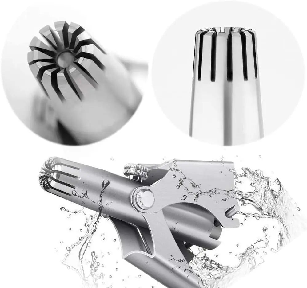JMC Manual Nose & Ear Hair Clipper Trimmer for Men & Women - Stainless Steel Painless Nose Hair Trimmer with Storage Case and Cleaning Brush for Travel User Friendly