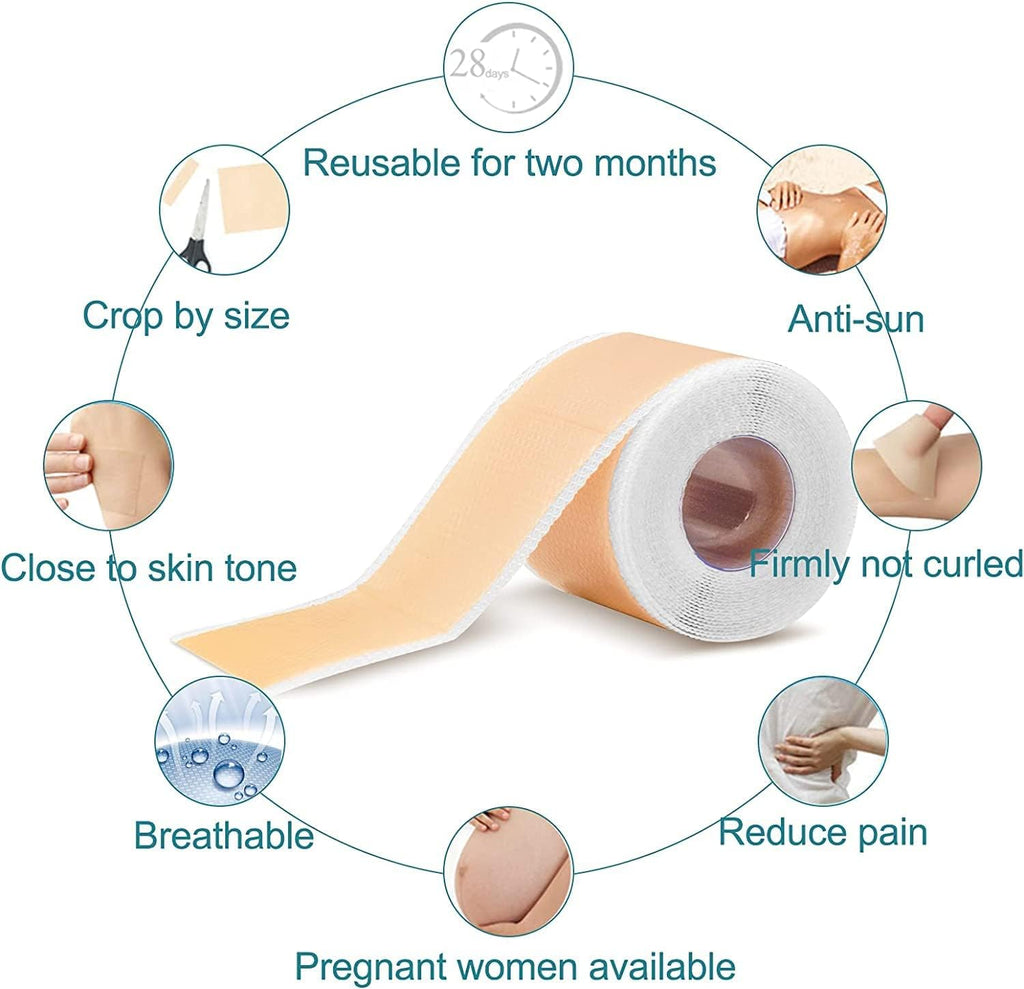 Wifamy Silicone Scar Sheets(1.6'' x 60''Roll-1.5M) - Soft Silicone Gel Scar Tape Painless Silicone Tape Roll - Effective Silicone Scar Removal Strips Sheets for C-Section & Keloid Surgery, Burn, Acne