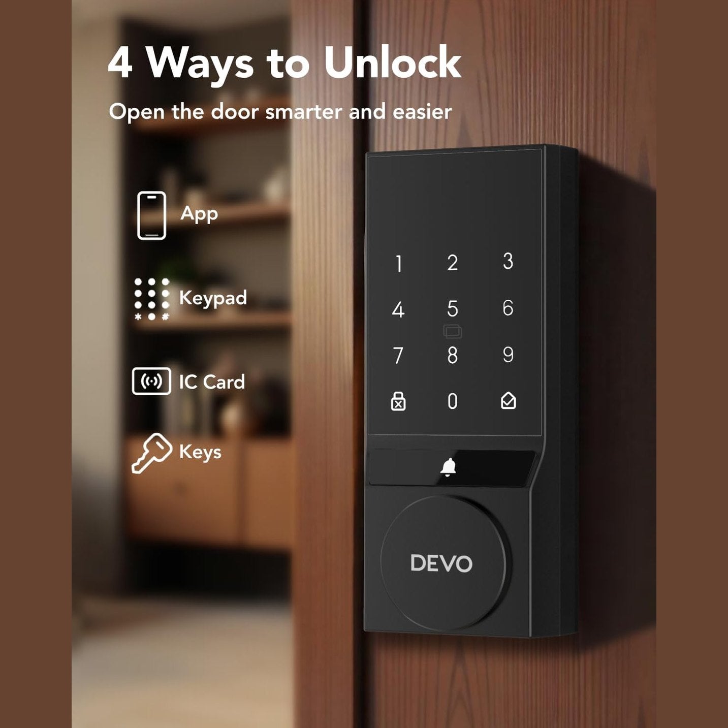 Devo G4 Smart Locks for Front Door, Keyless Entry Door Lock, Deadbolt Smart Lock, App Control, Built-in Bluetooth, Touchscreen Keypad, 8 Months Battery, IP54 Waterproof, Auto Lock, Easy Installation