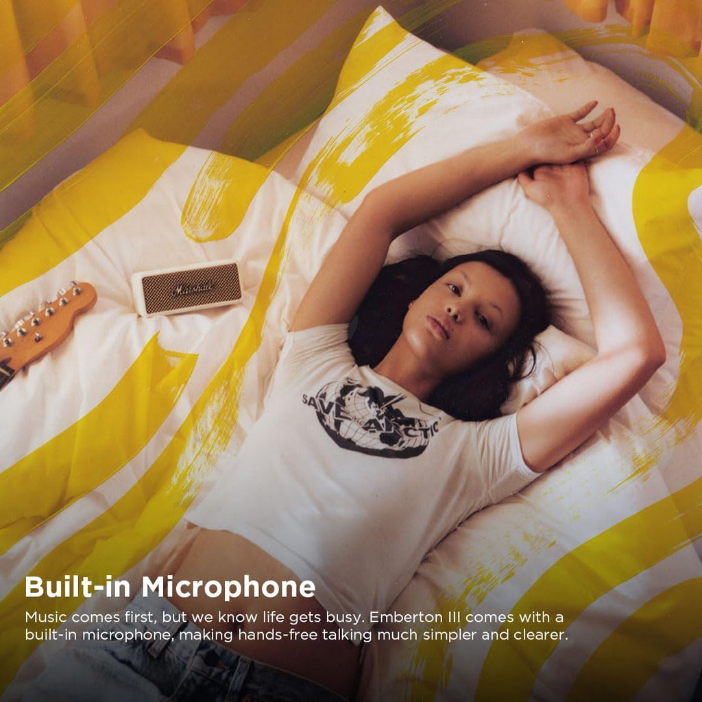 Marshall Emberton III Compact Portable Bluetooth Speaker with 32+ Hours of Playtime, (360° Sound), Dust & Waterproof (IP67) – Cream.