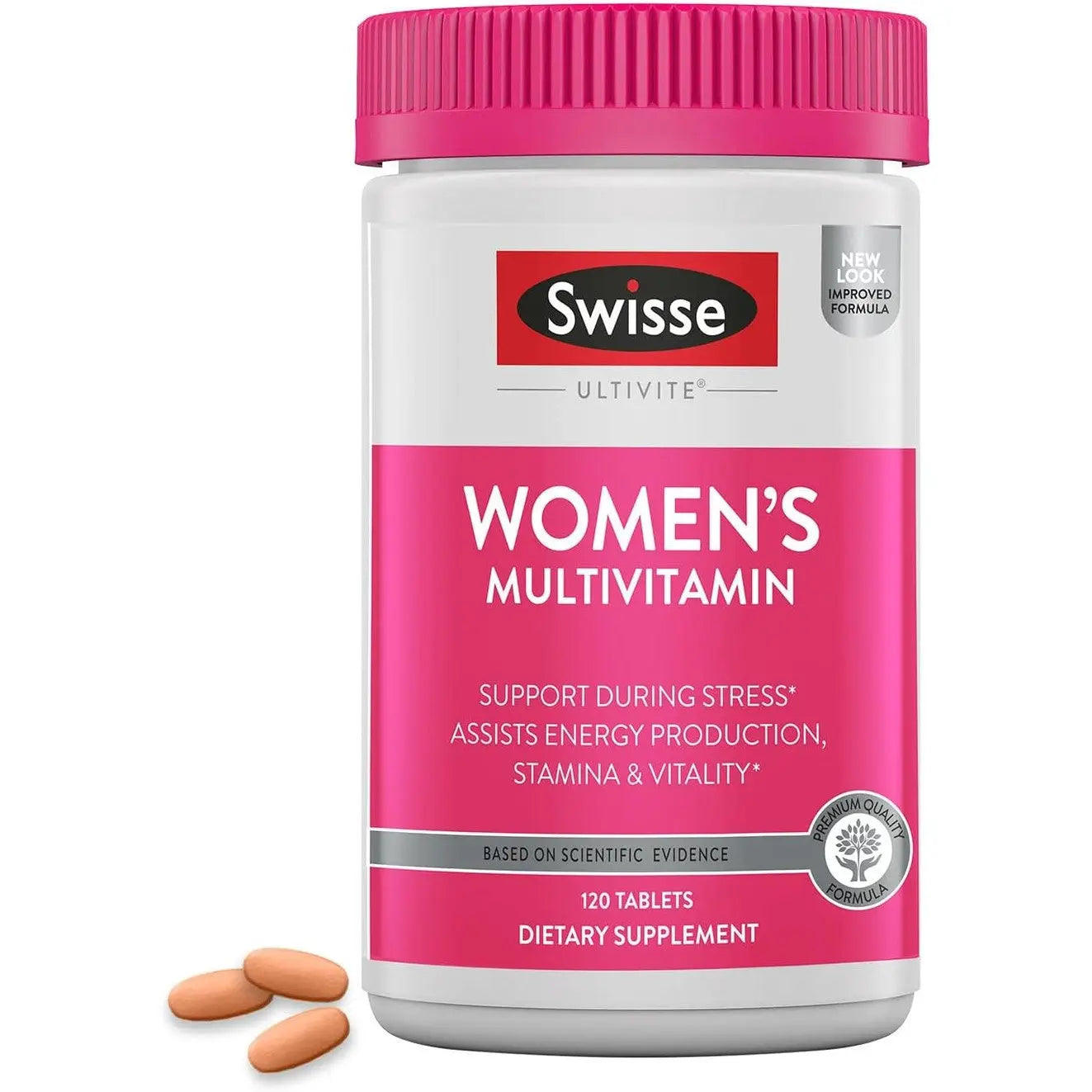Swisse Daily Multivitamin for Women | 47 Vitamins, Antioxidants and Minerals + Adaptogens | Energy, Stress & Immune Support | Womens Multivitamin Supplement | 120 Tablets / 4 Months Supply