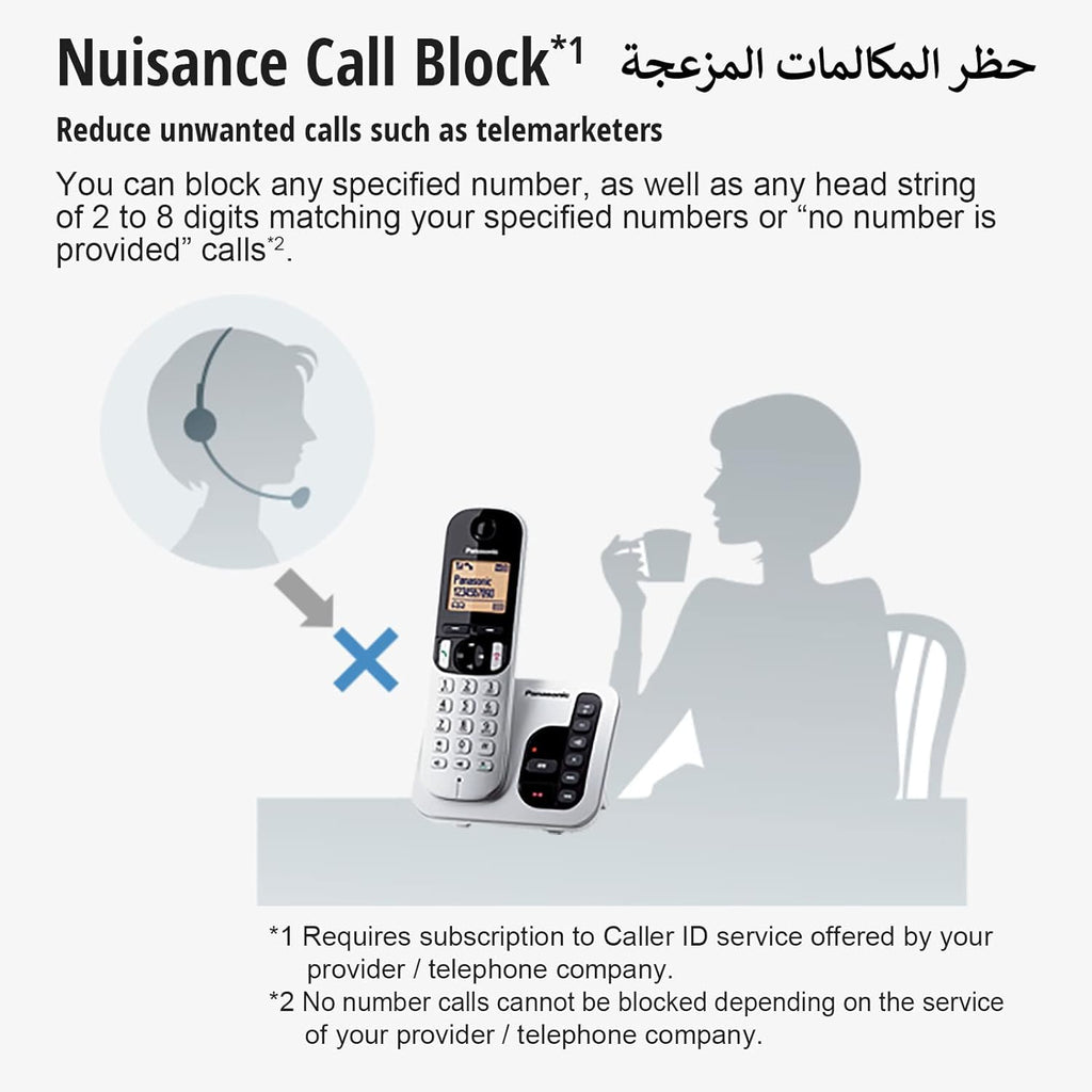 Panasonic DECT Cordless Phone with Digital Answering System, Nuisance Call Block, 1 Handset - KX-TGC220UE1 (Silver)