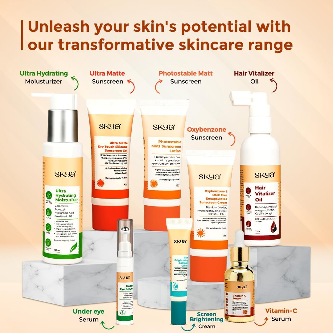 Skya Vitamin C Serum With Vit E, & Ferulic Acid For Glowing Skin | Advanced Brightening Formula With Power of Vit C & E, Ferulic Acid & Fullerenes create a smooth layer, 20 ml