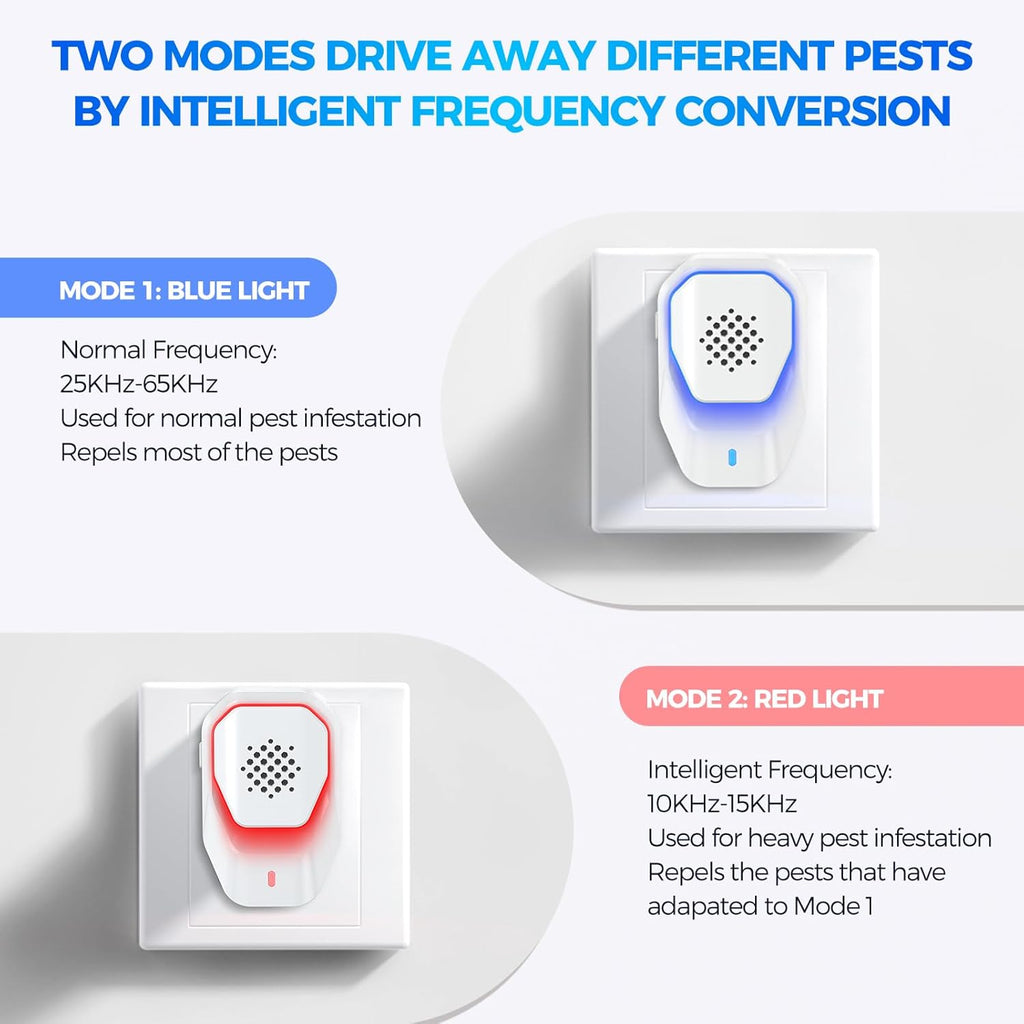 6 Packs Ultrasonic Pest Control Repeller, Electronic Spider Repellent Indoor for Insect Roaches Rodent Ant Bug Mosquito Mouse Repellent Plug in for House Kitchen Garage Warehouse