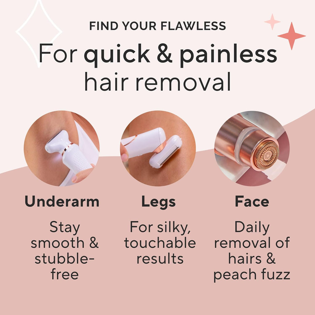 Finishing Touch Flawless Bikini Shaver and Trimmer Hair Remover for Women, Dry Use Electric Razor, Personal Groomer for Intimate Ladies Shaving, No Bump, Smooth Shave