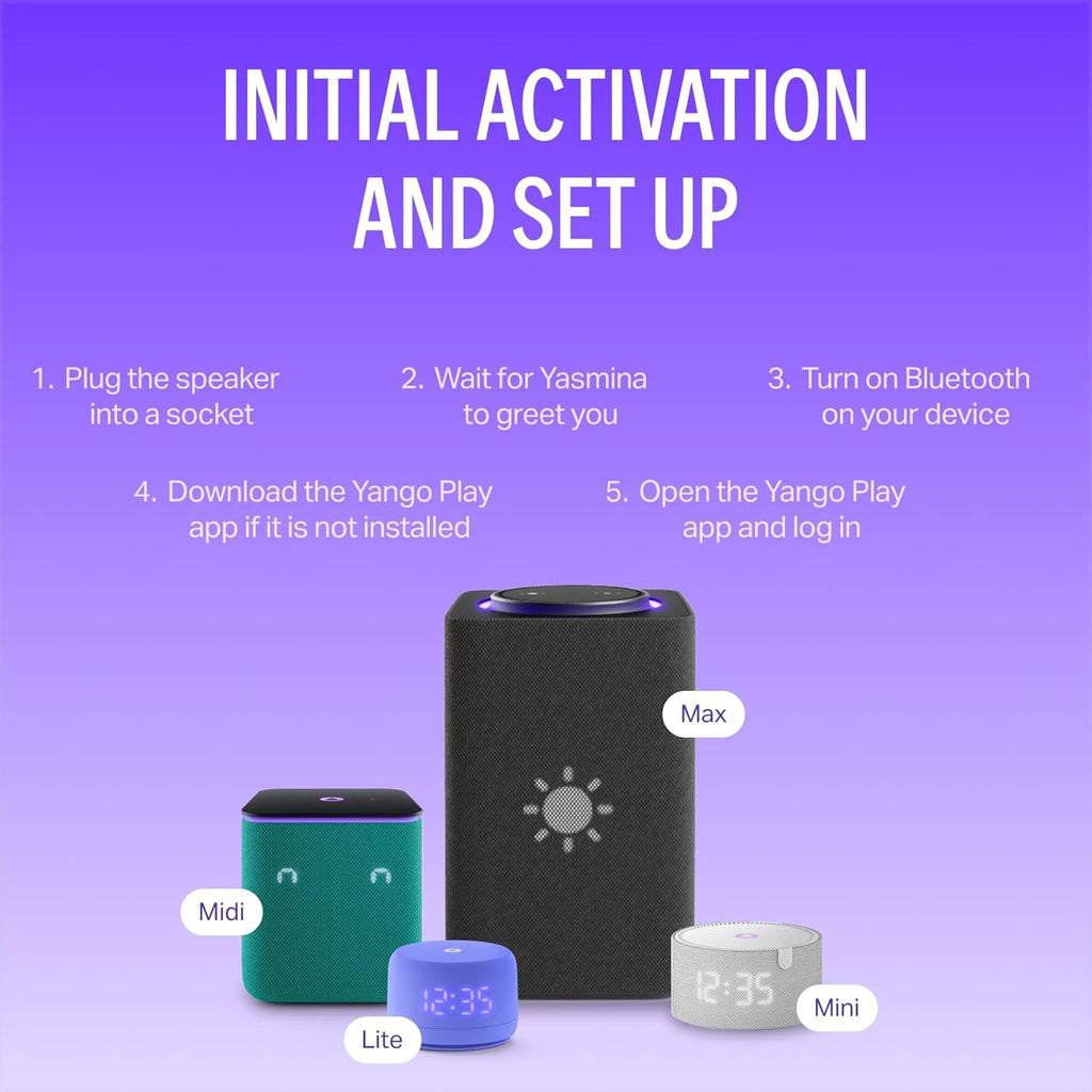 Yango Yasmina Midi | Smart AI Speaker | Premium Sound, Deep Bass & Stereo Pairing | Speaks English & Arabic | YangoPlay unlimited Movies, Series, Music, Quran | Kids Teacher & Translator | Black