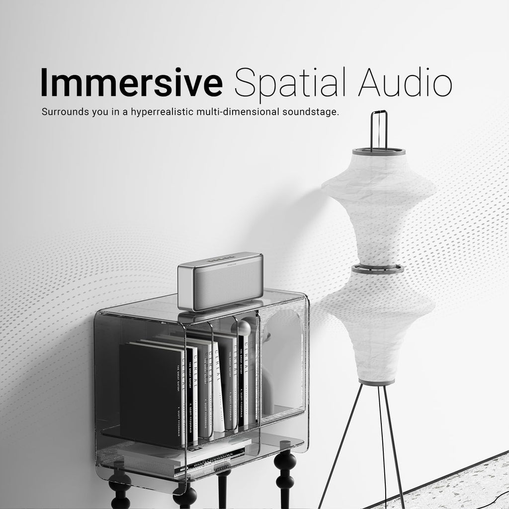 BOGASING S8 Pro Max Bluetooth Speaker, 3-Channel Audio with Lifelike Stereo Sound & Punchy Bass, EQ, DSP Technology, TF-Card, AUX, Built-in Mic, Wireless Portable Speakers for Home, Office (Silver)