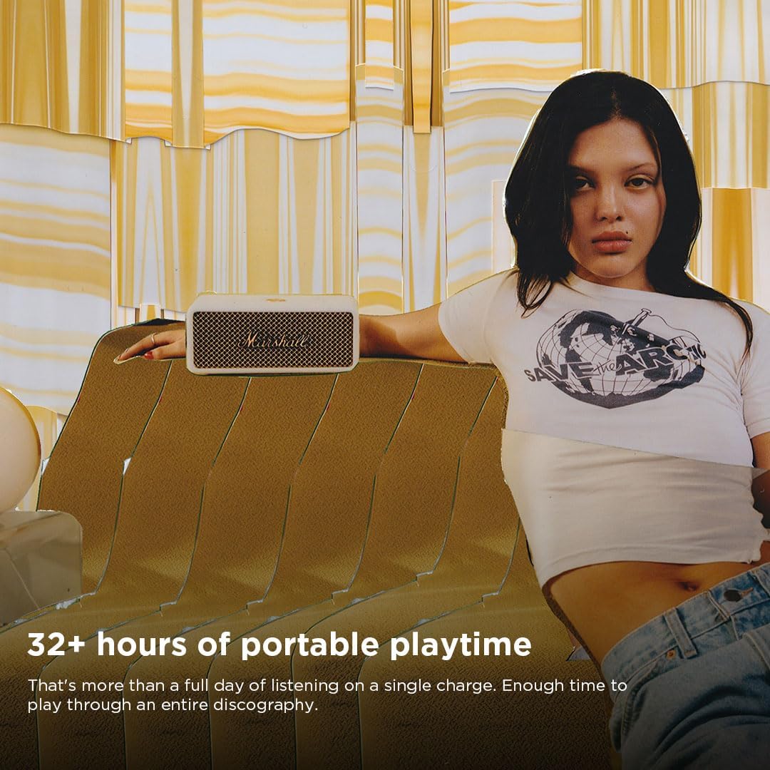 Marshall Emberton III Compact Portable Bluetooth Speaker with 32+ Hours of Playtime, (360° Sound), Dust & Waterproof (IP67) – Cream.