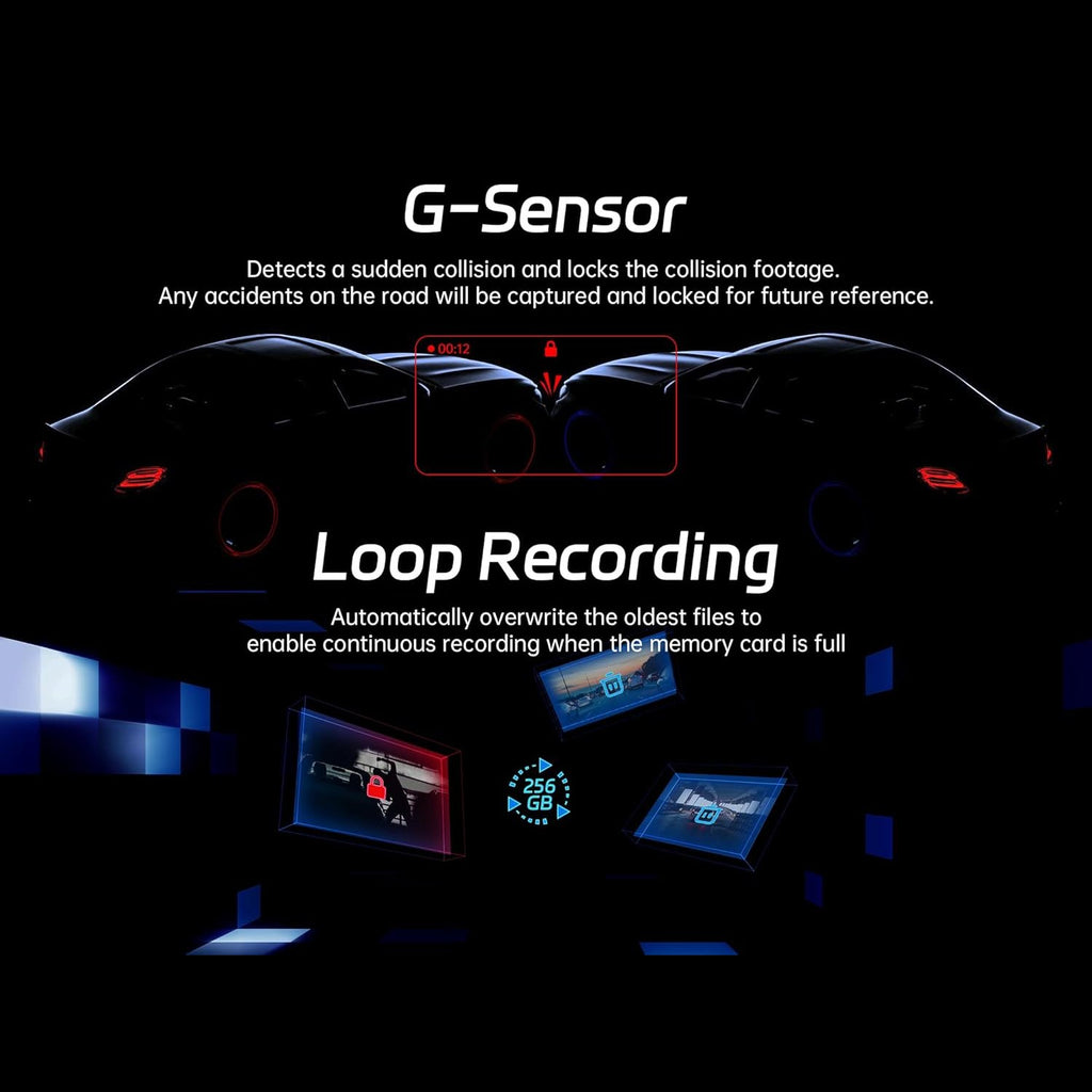 pelsee 4K Dash Cam Front and Rear, 64GB SD Card, 4K+1080P Dual Dash Camera for Cars, Wi-Fi & App Control, 1.5’’IPS Display Car Camera, Voice Control, Night Vision, 24H Parking Mode, G-Sensor