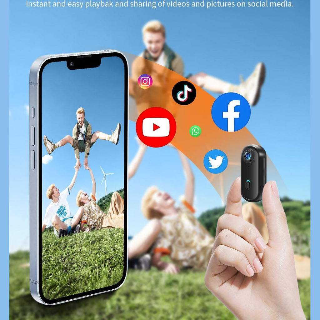 UYIKOO Action Cam WiFi, 64 GB Sports Camera WiFi 120° 1080P HD, Mini 360 Action Camera Bicycle Motorcycle Helmet Camera, Underwater Camera Small Body Cam Body Camera Waterproof for Swimming Pets