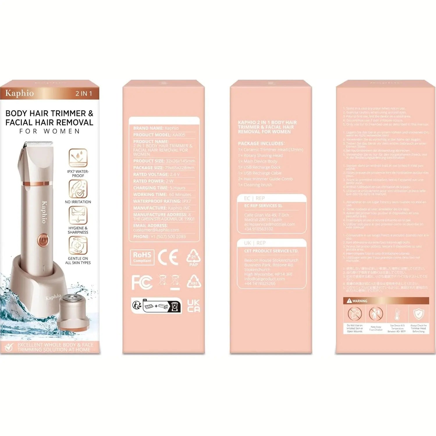 Bikini Trimmer for Women Pubic Hair: 2 in 1 Electric Razors for Women - Rechargeable Electric Shaver - IPX7 Waterproof Bikini Shaver for Travel & Shower Use in Summer (Rose Gold)